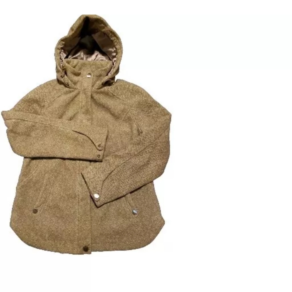 Hannah Ladies Coat M Lined Adj Cuff Attached Hood Pockets Soft Full Zip Snap